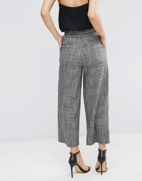 Relaxed Workwear Check Culotte Trousers