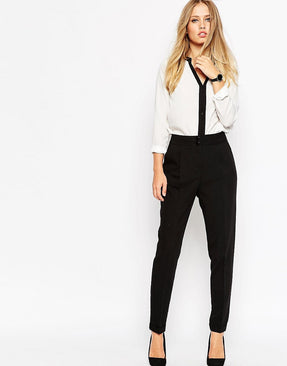 Tailored High Waisted Trousers with Turn Up Detail